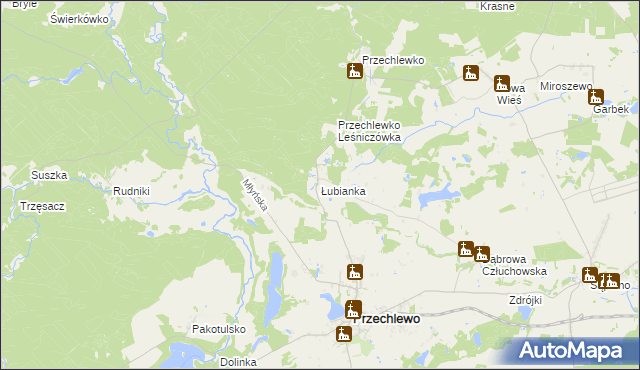 mapa Łubianka gmina Przechlewo, Łubianka gmina Przechlewo na mapie Targeo