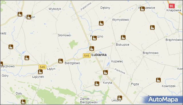 mapa Łubianka powiat toruński, Łubianka powiat toruński na mapie Targeo