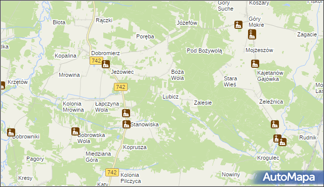 mapa Lubicz gmina Kluczewsko, Lubicz gmina Kluczewsko na mapie Targeo