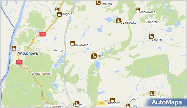 mapa Lubicz gmina Widuchowa, Lubicz gmina Widuchowa na mapie Targeo