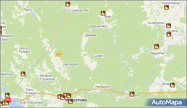 mapa Lubień gmina Miedzichowo, Lubień gmina Miedzichowo na mapie Targeo
