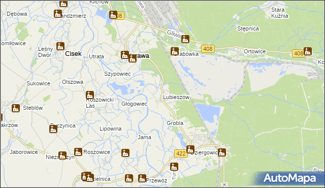 mapa Lubieszów gmina Bierawa, Lubieszów gmina Bierawa na mapie Targeo