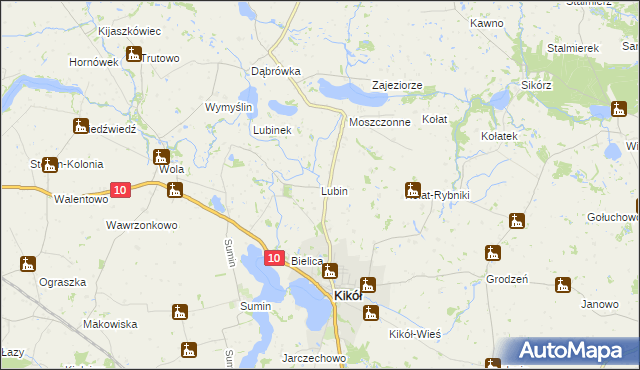 mapa Lubin gmina Kikół, Lubin gmina Kikół na mapie Targeo