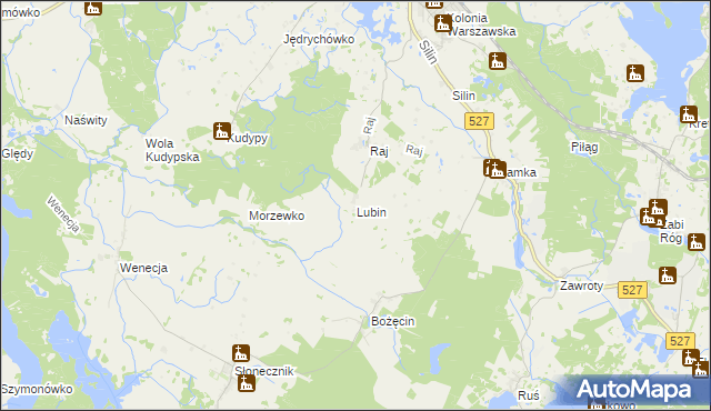 mapa Lubin gmina Morąg, Lubin gmina Morąg na mapie Targeo