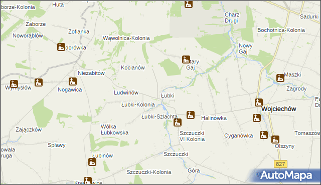 mapa Łubki gmina Wojciechów, Łubki gmina Wojciechów na mapie Targeo