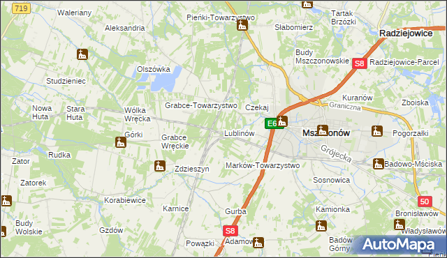 mapa Lublinów, Lublinów na mapie Targeo