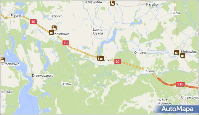 mapa Lubno gmina Wałcz, Lubno gmina Wałcz na mapie Targeo