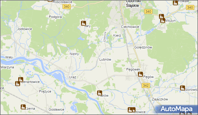 mapa Lubnów gmina Oborniki Śląskie, Lubnów gmina Oborniki Śląskie na mapie Targeo