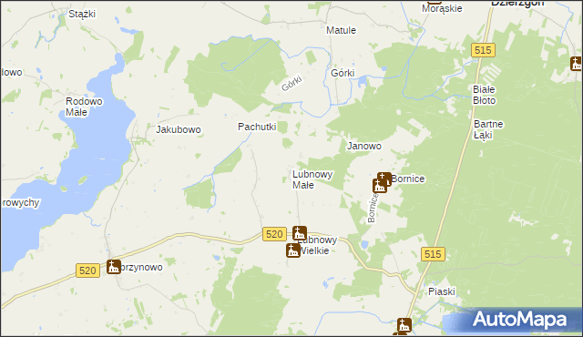 mapa Lubnowy Małe, Lubnowy Małe na mapie Targeo