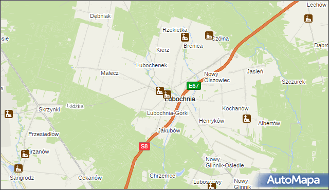 mapa Lubochnia powiat tomaszowski, Lubochnia powiat tomaszowski na mapie Targeo