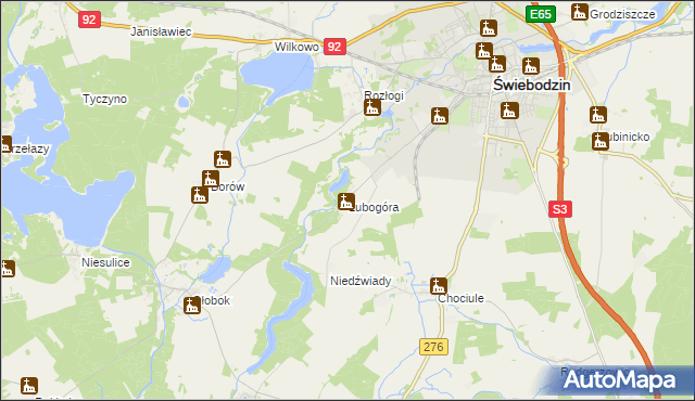 mapa Lubogóra, Lubogóra na mapie Targeo