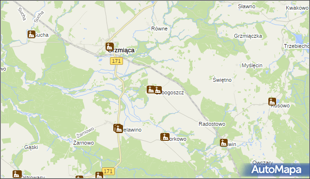 mapa Lubogoszcz gmina Grzmiąca, Lubogoszcz gmina Grzmiąca na mapie Targeo