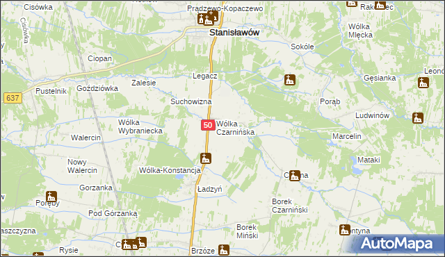 mapa Lubomin gmina Stanisławów, Lubomin gmina Stanisławów na mapie Targeo