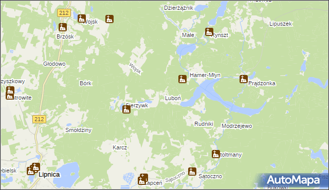 mapa Luboń gmina Lipnica, Luboń gmina Lipnica na mapie Targeo