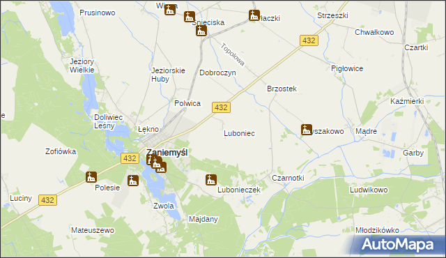 mapa Luboniec, Luboniec na mapie Targeo