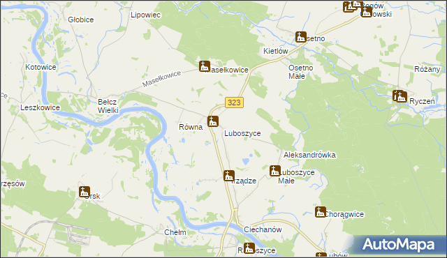 mapa Luboszyce gmina Jemielno, Luboszyce gmina Jemielno na mapie Targeo