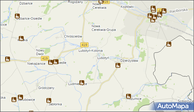 mapa Lubotyń gmina Kietrz, Lubotyń gmina Kietrz na mapie Targeo