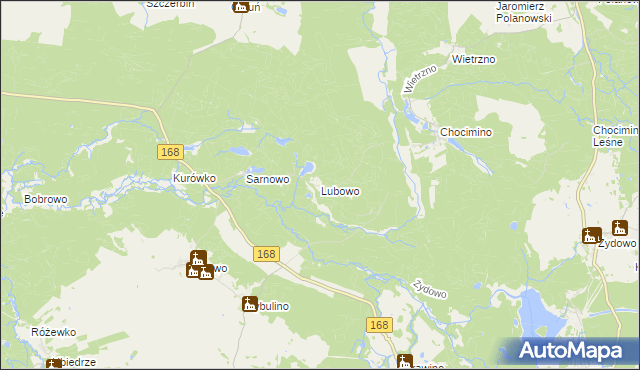 mapa Lubowo gmina Bobolice, Lubowo gmina Bobolice na mapie Targeo