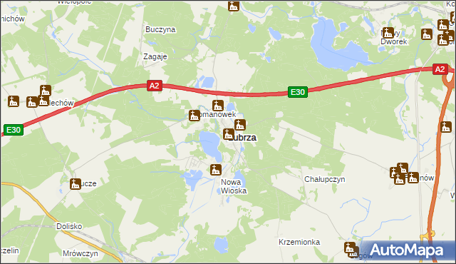 mapa Lubrza powiat świebodziński, Lubrza powiat świebodziński na mapie Targeo