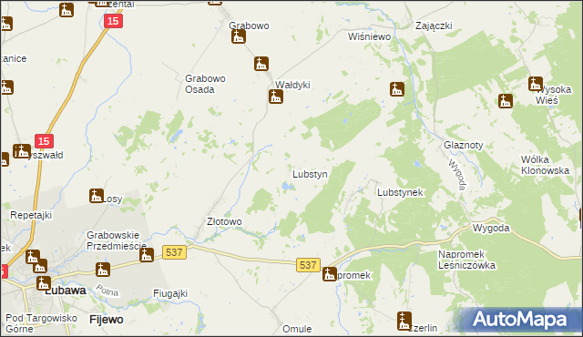 mapa Lubstyn, Lubstyn na mapie Targeo