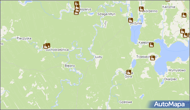 mapa Łuby gmina Osiek, Łuby gmina Osiek na mapie Targeo