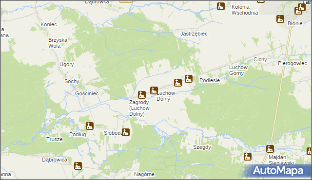 mapa Luchów Dolny, Luchów Dolny na mapie Targeo