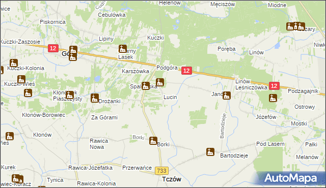 mapa Lucin gmina Tczów, Lucin gmina Tczów na mapie Targeo