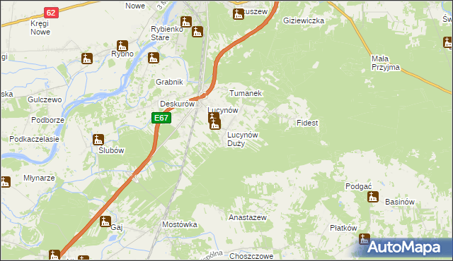 mapa Lucynów Duży, Lucynów Duży na mapie Targeo