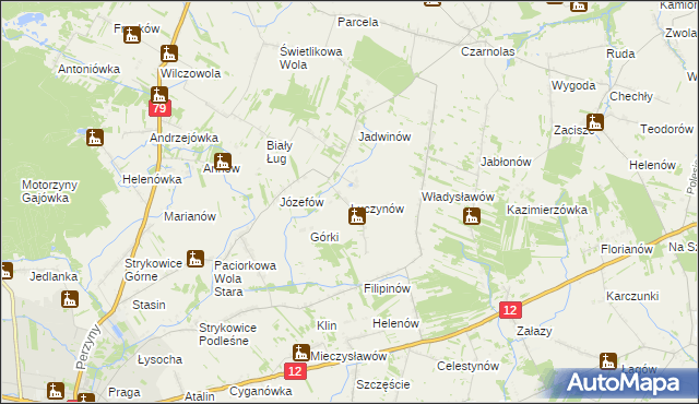 mapa Łuczynów gmina Policzna, Łuczynów gmina Policzna na mapie Targeo