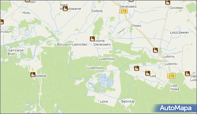 mapa Ludomicko gmina Ryczywół, Ludomicko gmina Ryczywół na mapie Targeo