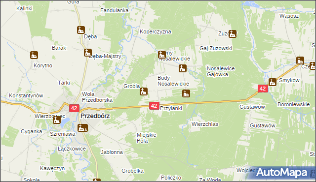 mapa Ludwików gmina Przedbórz, Ludwików gmina Przedbórz na mapie Targeo