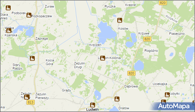 mapa Ludwin-Kolonia, Ludwin-Kolonia na mapie Targeo