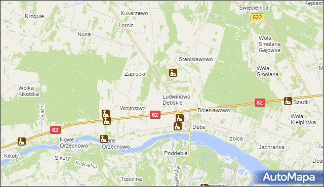 mapa Ludwinowo Dębskie, Ludwinowo Dębskie na mapie Targeo