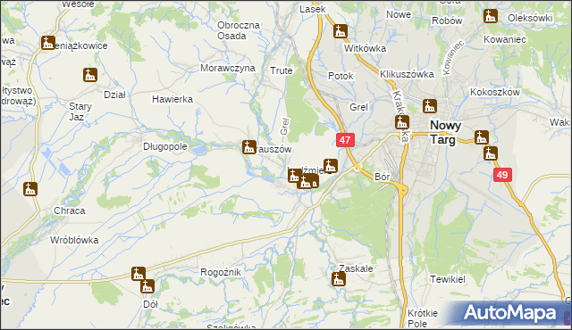 mapa Ludźmierz, Ludźmierz na mapie Targeo