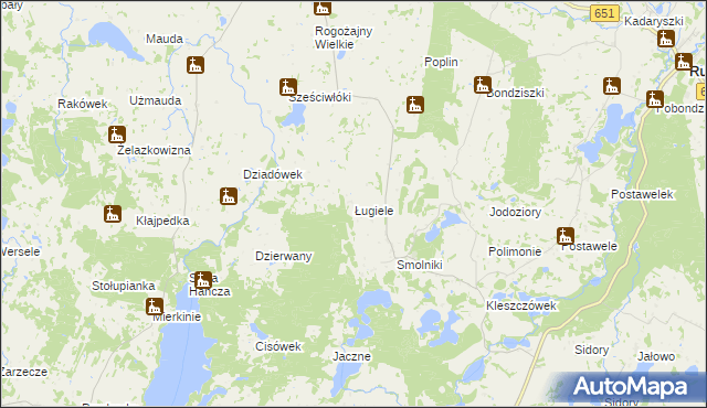 mapa Ługiele, Ługiele na mapie Targeo