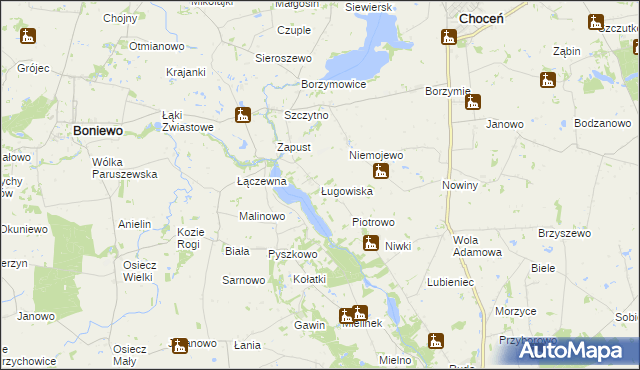 mapa Ługowiska, Ługowiska na mapie Targeo