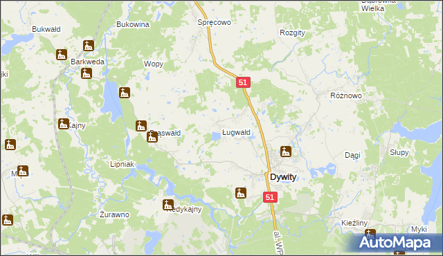 mapa Ługwałd, Ługwałd na mapie Targeo