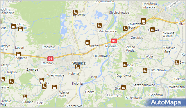 mapa Łukanowice, Łukanowice na mapie Targeo