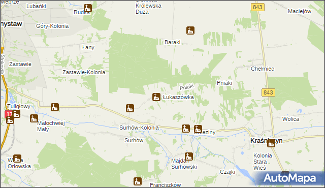 mapa Łukaszówka gmina Kraśniczyn, Łukaszówka gmina Kraśniczyn na mapie Targeo