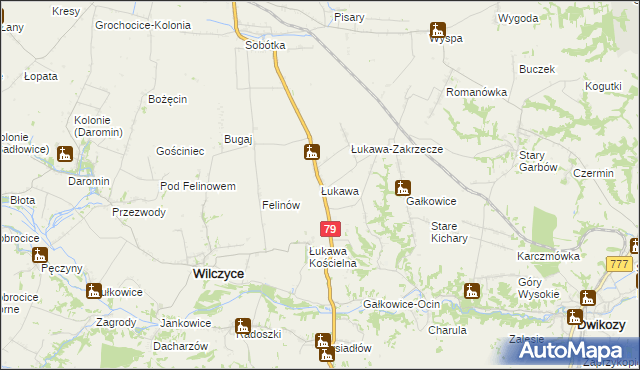 mapa Łukawa gmina Wilczyce, Łukawa gmina Wilczyce na mapie Targeo