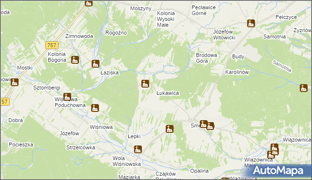 mapa Łukawica gmina Staszów, Łukawica gmina Staszów na mapie Targeo