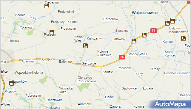 mapa Łukawka gmina Wojciechowice, Łukawka gmina Wojciechowice na mapie Targeo