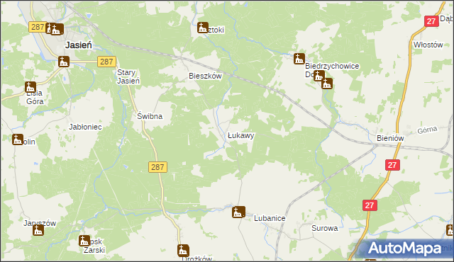 mapa Łukawy, Łukawy na mapie Targeo