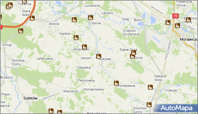 mapa Łukowa gmina Chęciny, Łukowa gmina Chęciny na mapie Targeo