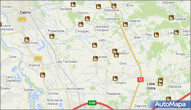 mapa Łukowa gmina Lisia Góra, Łukowa gmina Lisia Góra na mapie Targeo
