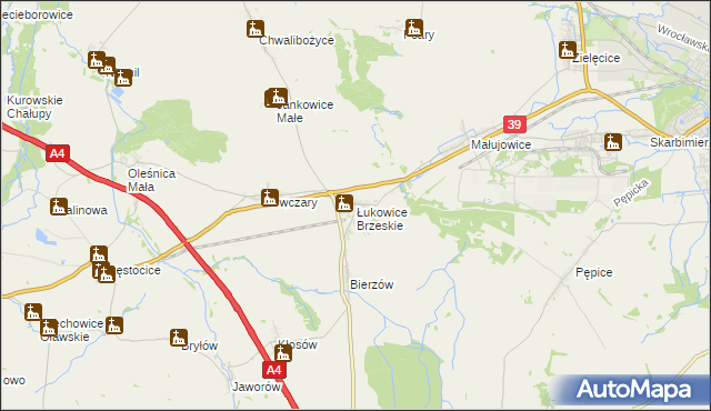 mapa Łukowice Brzeskie, Łukowice Brzeskie na mapie Targeo