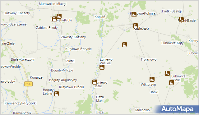 mapa Łuniewo Wielkie, Łuniewo Wielkie na mapie Targeo