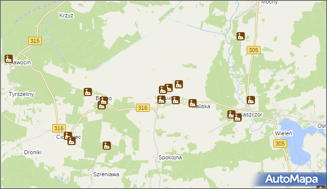 mapa Łupice gmina Sława, Łupice gmina Sława na mapie Targeo