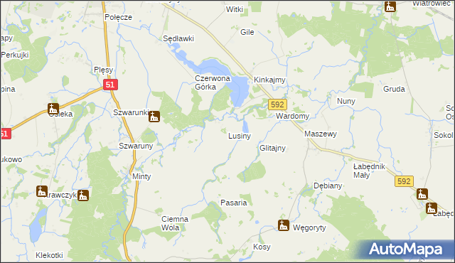 mapa Lusiny, Lusiny na mapie Targeo