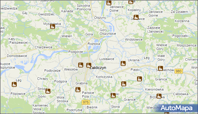 mapa Lusławice gmina Zakliczyn, Lusławice gmina Zakliczyn na mapie Targeo